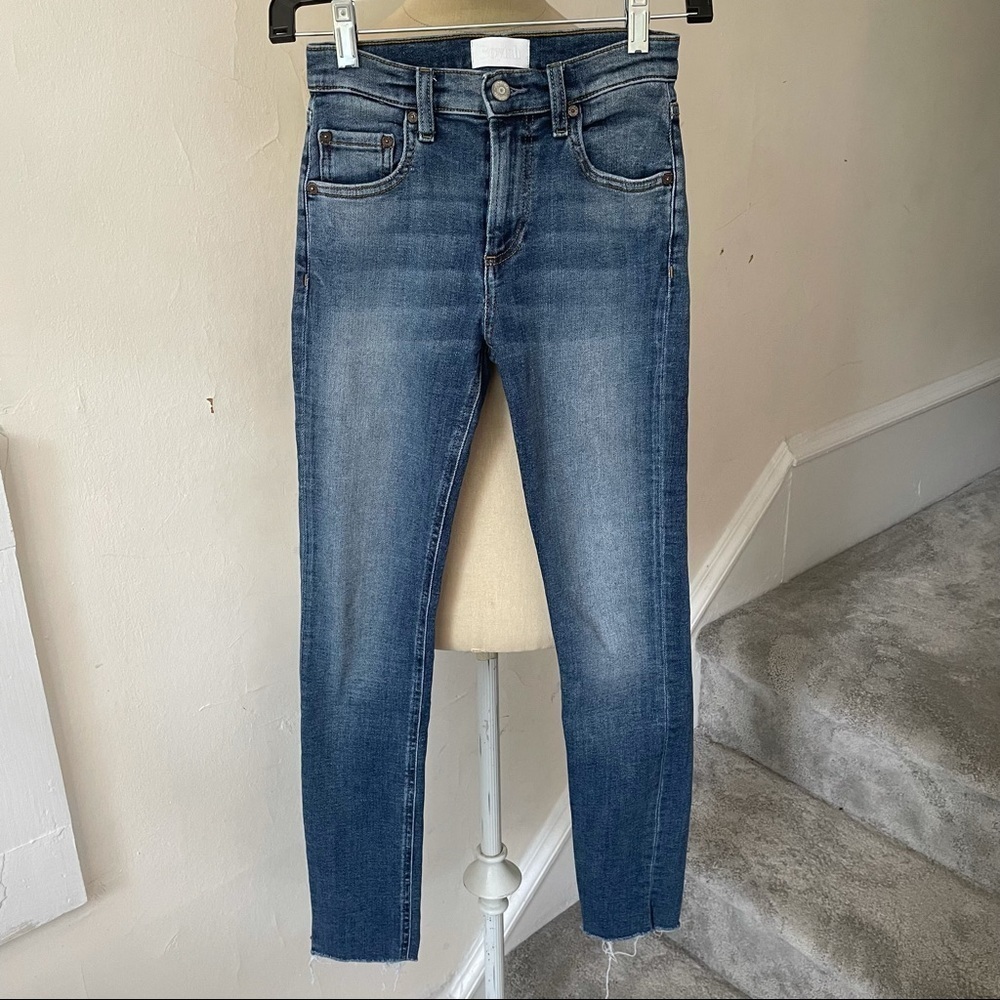 BOYISH Womens Blue The Riley Viridiana Skinny Mid-Rise Stretch Jeans EUC Size 25